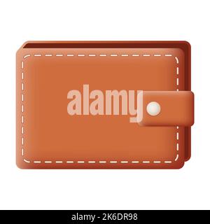Brown Wallet Isolated on White Background. 3D Vector illustration Stock Vector