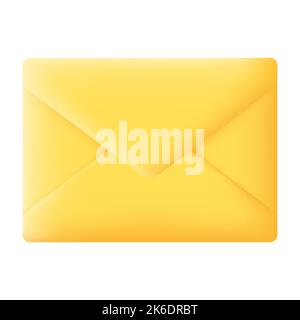 Yellow Envelope Message Mail Isolated on White Background. 3D Vector illustration Stock Vector
