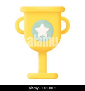 Champion Trophy Cup Isolated on White Background. 3D Vector illustration Stock Vector