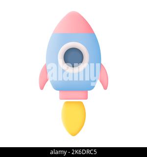 Spaceship Rocket Isolated on White Background. 3D Vector illustration Stock Vector