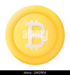 Bitcoin Coin Isolated on White Background. 3D Vector illustration Stock Vector