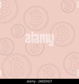 stylish pattern of bitcoin coins. vector art Stock Vector