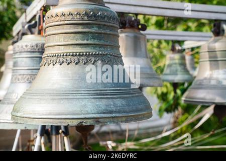 Church bell, several Church bells, bell ringing. High quality photo Stock Photo