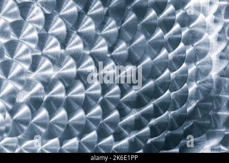 Blue metallic texture background with round patterns Stock Photo