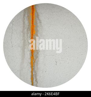 Rust stain on plaster on beige and white concrete wall, rough wall plaster, rough wall plaster Stock Photo