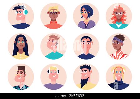 Designers people avatars isolated set. Portraits of female and male mascots working as artists, illustrators and painters in creative studio. Vector Stock Vector