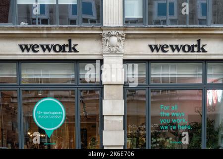 A sign outside WeWork offices in London England United Kingdom UK Stock Photo