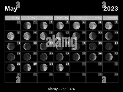 May 2023 Lunar calendar, Moon cycles, Moon Phases Stock Photo - Alamy