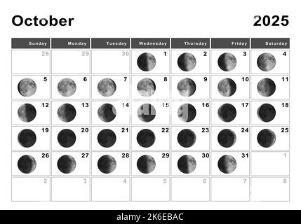 October 2025 Lunar calendar, Moon cycles, Moon Phases Stock Photo - Alamy