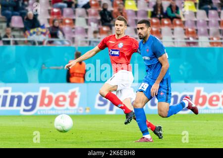 Bucharest, Romania. 14th Oct, 2022. October 14, 2022: Rachid Bouhenna #29 of FCSB during of the UEFA Europa Conference League group B match between FCSB Bucharest and Silkeborg IF at National Arena Stadium in Bucharest, Romania ROU. Catalin Soare/Cronos Credit: Cronos/Alamy Live News Stock Photo