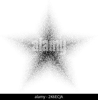 Dotted grain star. Black stipple shape. Abstract noise texture star. Halftone flare form. Vector stochastic  Stock Vector