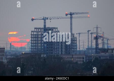 Cranes on construction site of residential building in London, England United Kingdom UK Stock Photo