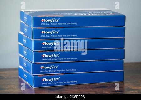 Covid-19 Self-test, Rapid antigen test kit, NHS self-testing kit Stock Photo