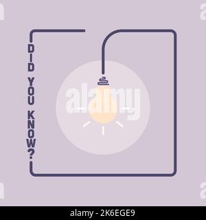 Did You Know label design with light bulb and rays. Logo design Stock Vector