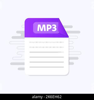 MP3 file icon. Flat design graphic illustration. Vector MP3 icon Stock Vector