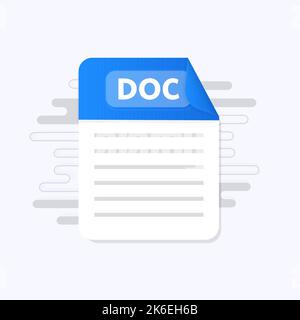 DOC file icon. Flat design graphic illustration. Vector docicon Stock Vector