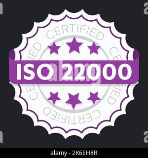 ISO 22000certified sign. Environmental management system international standard approved stamp. Green isolated vector icon Stock Vector