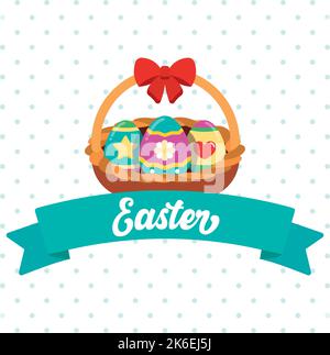 Pastry colored happy easter poster Vector Stock Vector