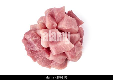Heap of chopped pork meat on white background Stock Photo