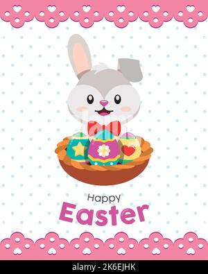 Pastry colored happy easter poster Vector Stock Vector