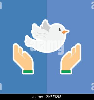 Pair of hands holding a peace pigeon icon Vector Stock Vector