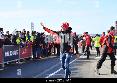 Melbourne, Australia. 14 October 2022.  Aleix Espargaro arriving at the Phillip Island Circuit, Australian Motorcycle Grand Prix Stock Photo