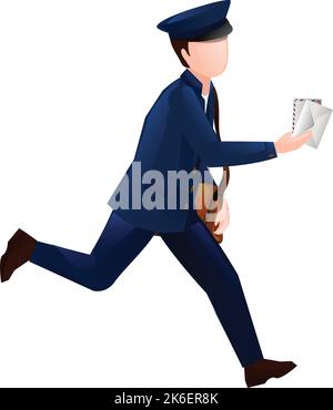 Running postman icon cartoon vector. Mail man. Bag post Stock Vector