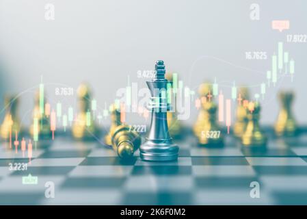 chess game on board indicators chart forex and graph stock market finance investment business digital marketing finance concept. Stock Photo