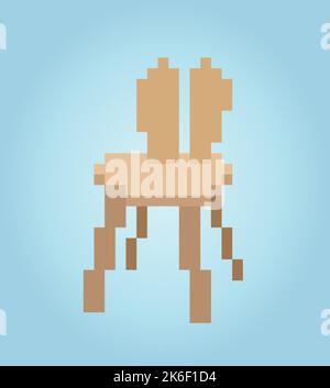 8 bit pixel chair shape rabbit ear in vector illustration for game assets. Stock Vector