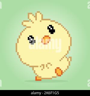 8-bit pixel the chicks. Animals Pixel in vector illustrations for cross ...