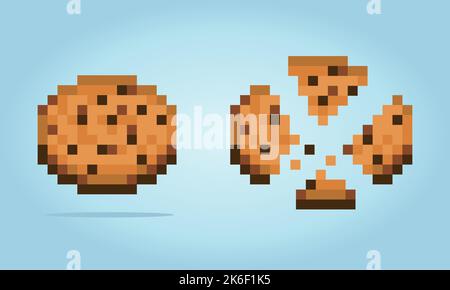 8 bit pixel cookies. food for game assets in vector illustration. Stock Vector