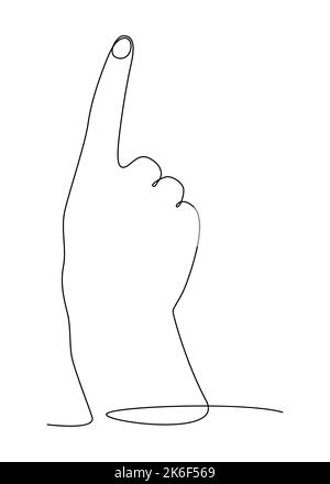 One continuous line drawing of pointing index finger. Thin Line Illustration vector concept. Contour Drawing Creative ideas. Stock Vector