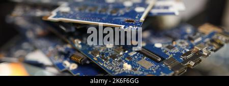 Electronic assembly system for processing and processing raw materials in electronics factory Stock Photo