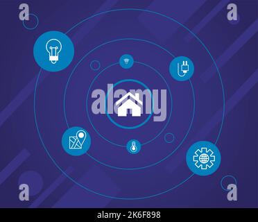 smarthome tech menu services Stock Vector