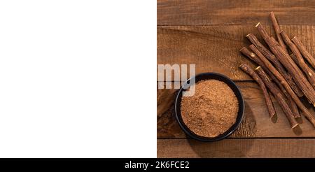 Glycyrrhiza glabra - Ground stems of organic licorice Stock Photo