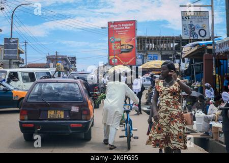 Kumasi, Ghana - April 04, 2022: Busy Street near the Ghana Central Market in Kumasi Stock Photo