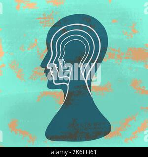 BPD Simple concept. Minimalistic Icon of human head with bipolar disorder or borderline personality disorder. Emotional dualism and Split Personality Stock Vector