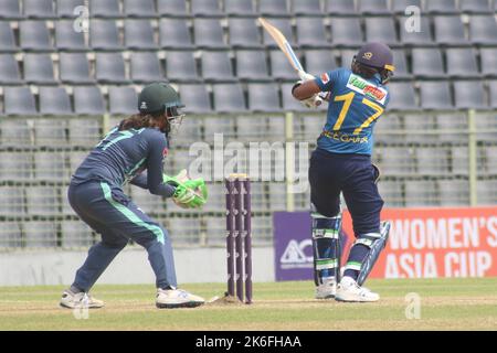 Non Exclusive: October 13, 2022, Sylhet, Bangladesh: Srilankan player batting against Pakistani  on semi final match between Pakistan and  Srilanka du Stock Photo