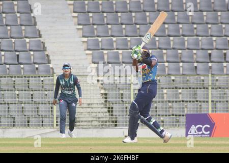 Non Exclusive: October 13, 2022, Sylhet, Bangladesh: Srilankan player batting against Pakistani  on semi final match between Pakistan and  Srilanka du Stock Photo