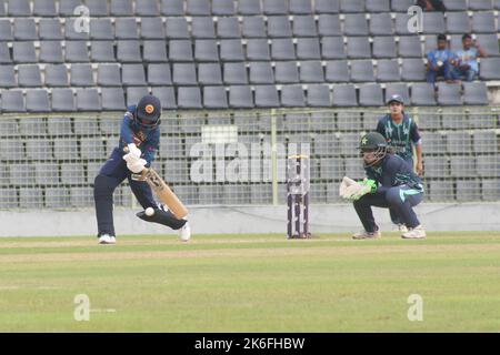 Non Exclusive: October 13, 2022, Sylhet, Bangladesh: Srilankan player batting against Pakistani  on semi final match between Pakistan and  Srilanka du Stock Photo