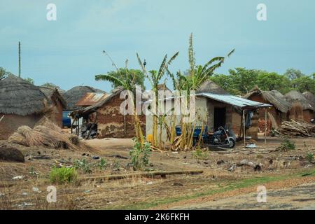 Traditional African Buildings made from Clay and Straw in Ghana village, West Africa Stock Photo