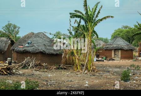 Traditional African Buildings made from Clay and Straw in Ghana village, West Africa Stock Photo