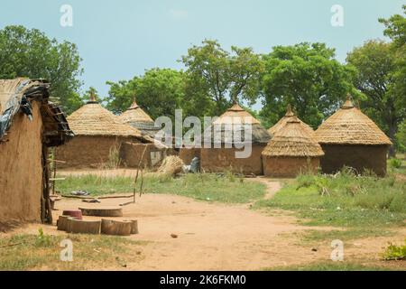 Traditional African Buildings made from Clay and Straw in Ghana village, West Africa Stock Photo