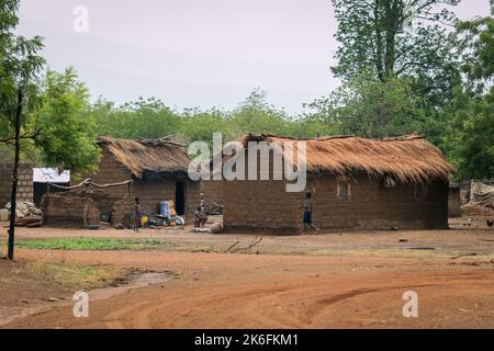 Traditional African Buildings made from Clay and Straw in Ghana village, West Africa Stock Photo