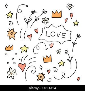 doodle happiness joy hearts sun beauty love Stock Vector