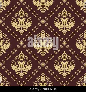 Orient brown and golden vector classic pattern. Seamless abstract background with vintage elements. Orient pattern. Ornament for wallpapers and packaging Stock Vector