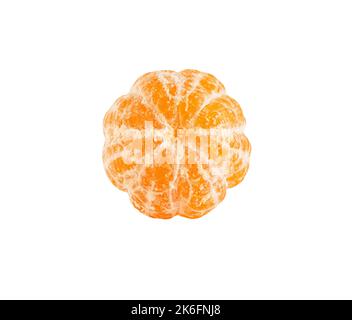 Peeled tangerine or clementine orange fruit isolated on white background Stock Photo