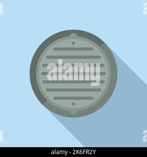 Underground manhole icon flat vector. Street lid. Circle metal Stock Vector