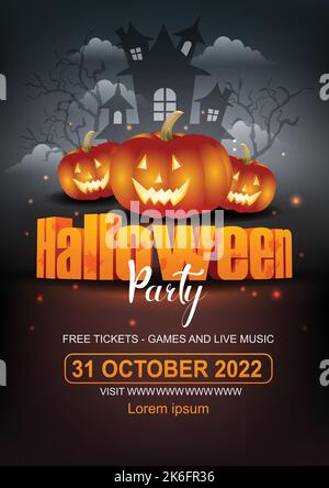 happy Halloween party poster. vector illustration design Stock Vector