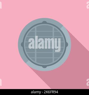 Water manhole icon flat vector. Street sewer. Lid cap Stock Vector